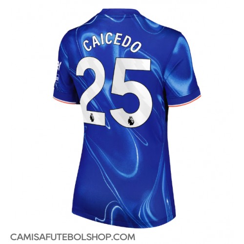 Camisa de time de futebol Chelsea Moises Caicedo #25 Replicas 1º Equipamento Feminina 2024-25 Manga Curta